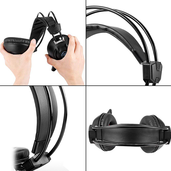 Flexibilní pružná odolná herní sluchátka přes hlavu Plextone PC835.